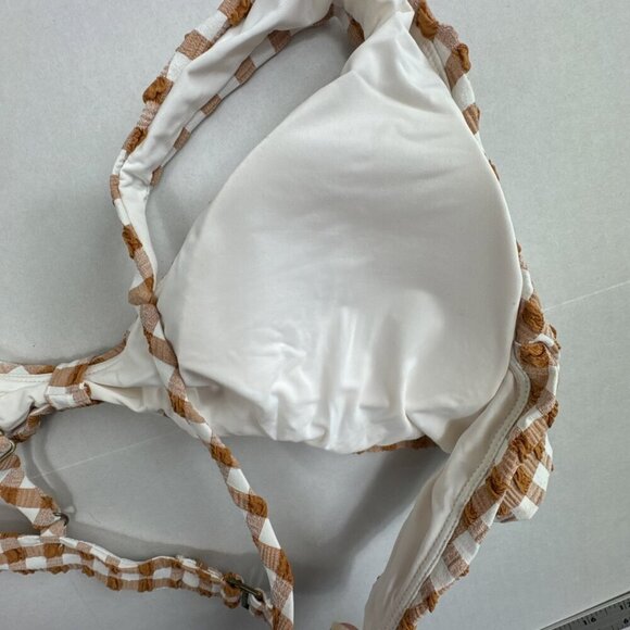 Andie Women's XL Amor Swim Top Textured Sparrow Caramel Gingham Plaid NWT - Picture 11 of 16